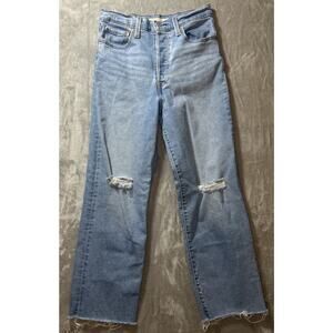 Levis Jeans Womens 27 Ribcage Straight Ankle Button Fly Distressed USA Western
